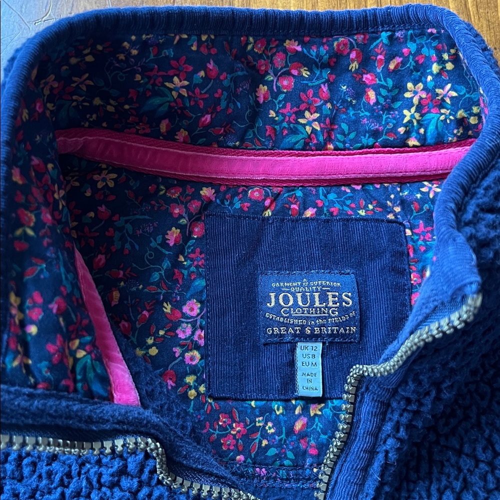 Joules Navy Blue 1/4 Zip Fleece Pullover Sz 8 - Picture 3 of 16